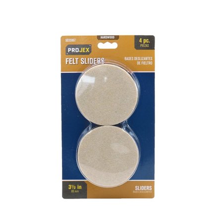 PROJEX Tan 3-1/2 in. Adhesive Felt Chair Glide , 4PK P0003